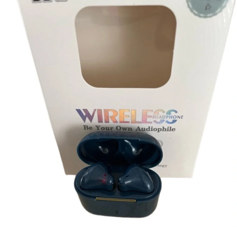 BNIB H6 Wireless V5.2 AirPods Dark Blue,box,AirPods and charger.